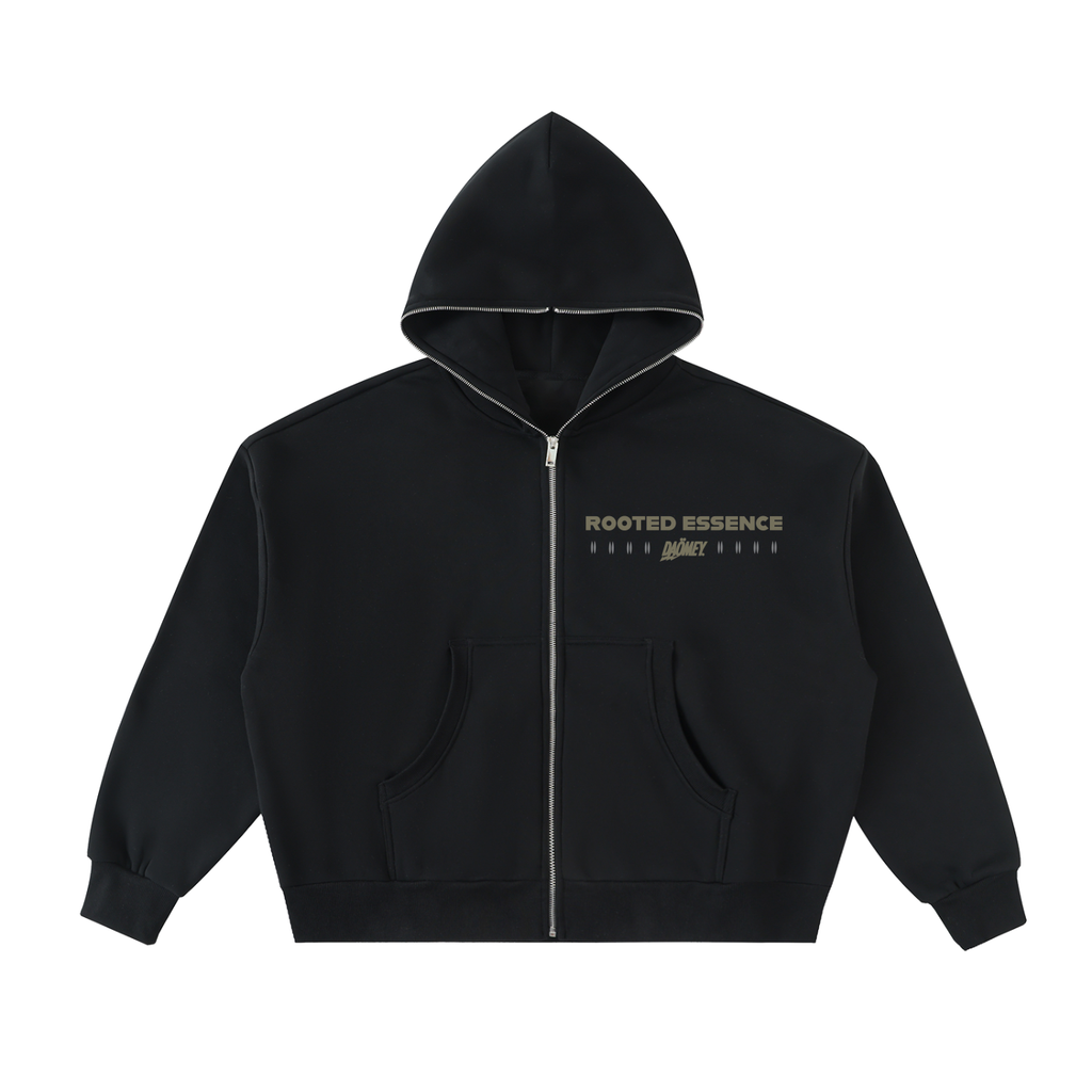 Hoodie Zippé Noir Rooted Essence | DAÖMEY Basics