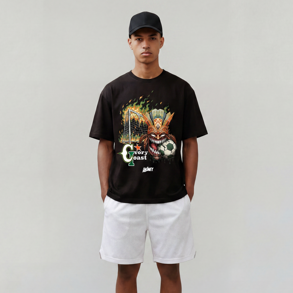 Graphic T-shirt Noir Ivory Coast | Daömey Lifestyle - DAÖMEY 