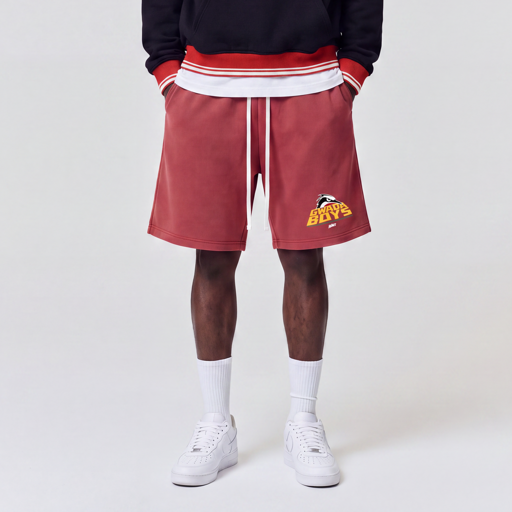 Short Vintage Délavé Gwada Boys Rouge