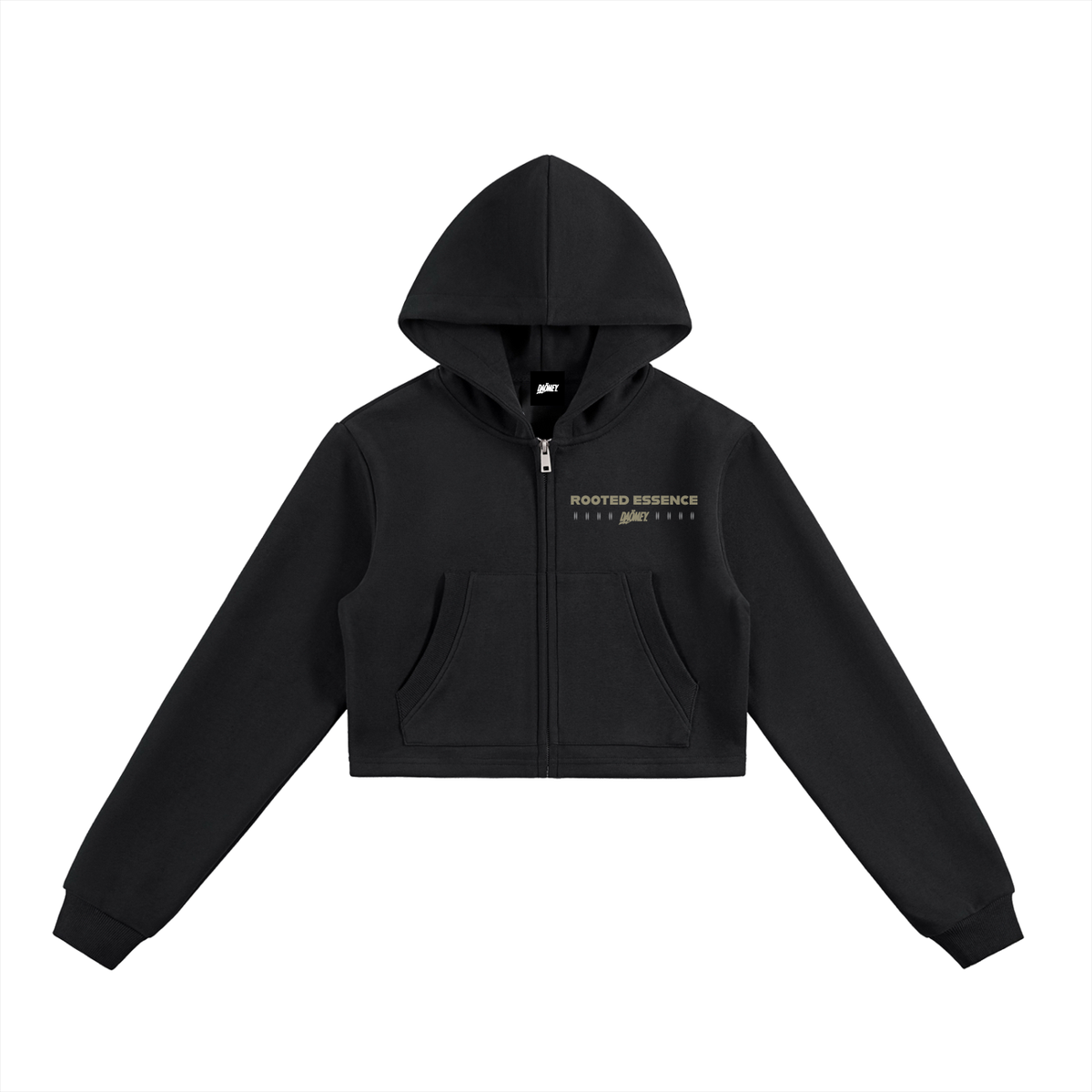Hoodie Croppé Noir Rooted Essence | DAÖMEY Basics