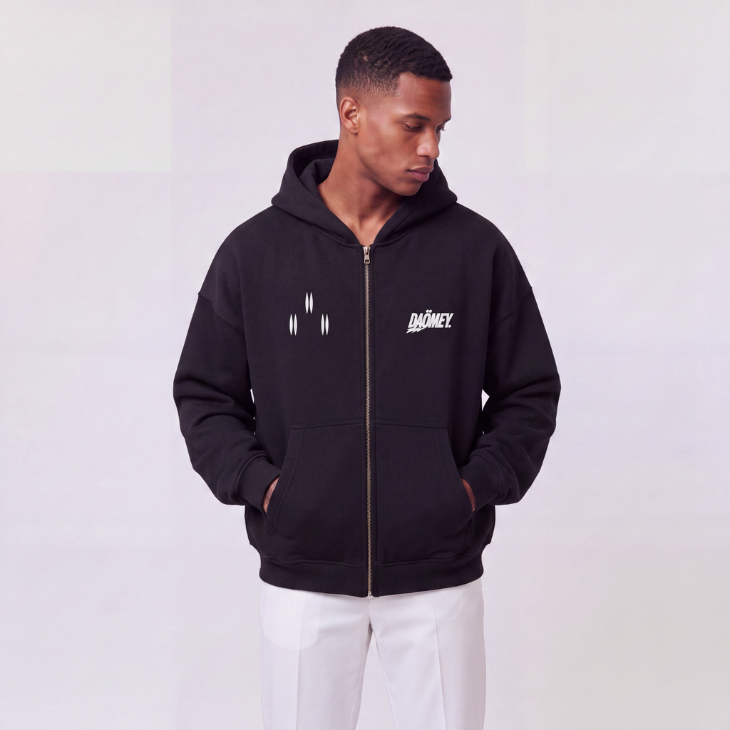 Hoodie Zippé Noir King Béhanzin