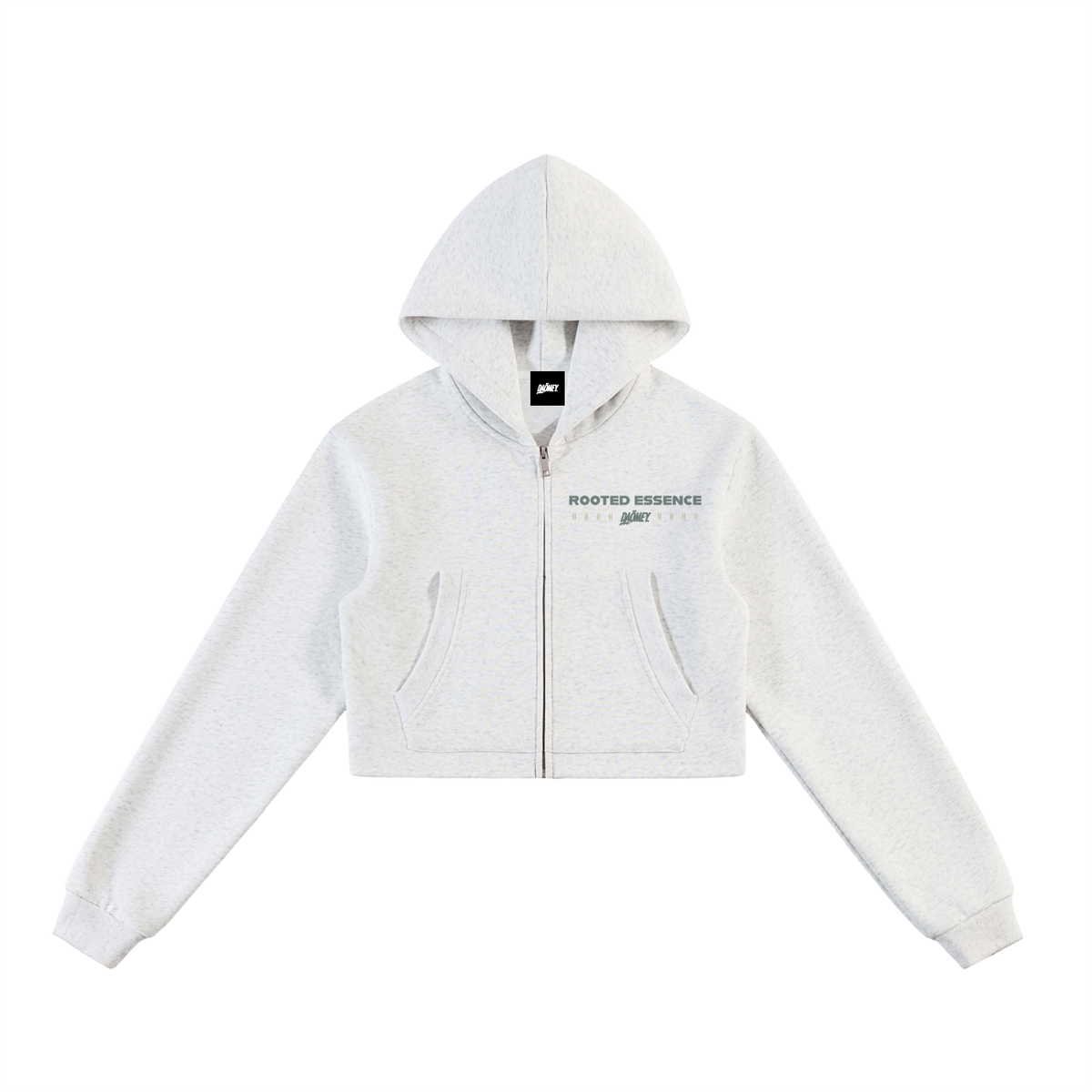 Hoodie Croppé Gris Rooted Essence | DAÖMEY Basics
